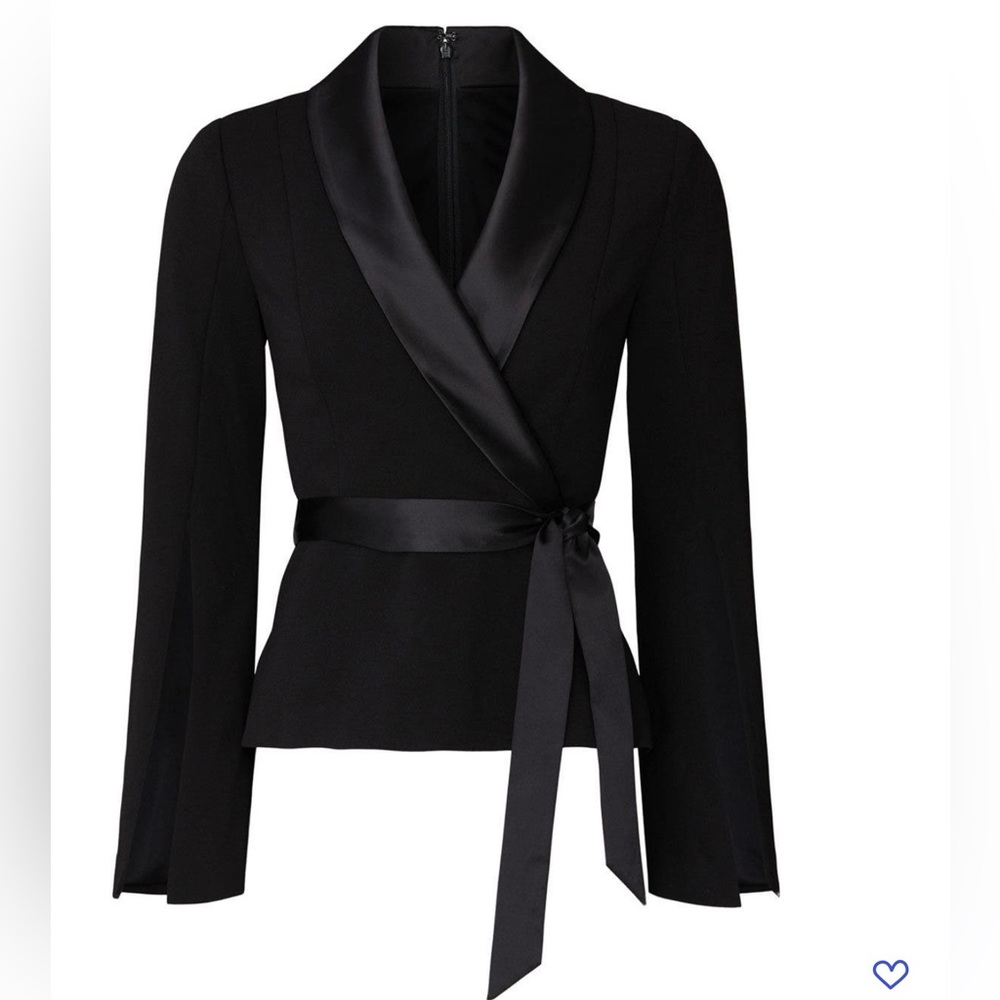 Adrianna Papell Black Tuxedo Wrap Top. 14 NWT